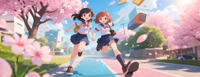 樱花小镇校外跑酷宣传图