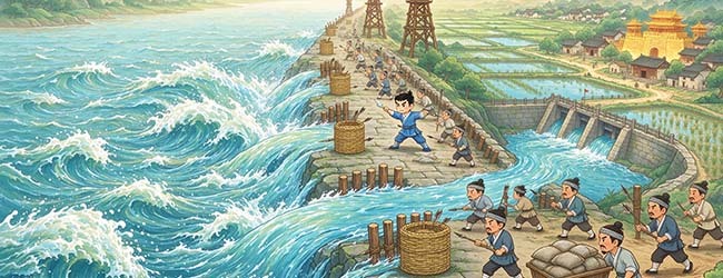 李冰治水宣传图