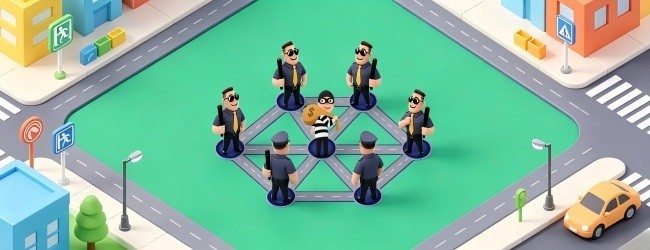 警察围堵小偷宣传图