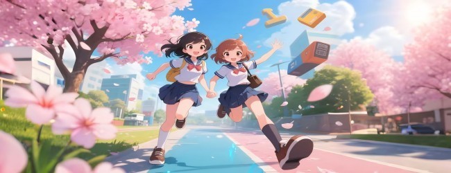 樱花女生跑酷模拟宣传图